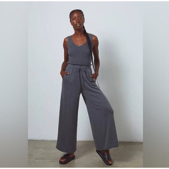 Lunya Cozy Cotton Silk Relaxed Pant Wide Leg Gray Size Small NWOT - Picture 1 of 13